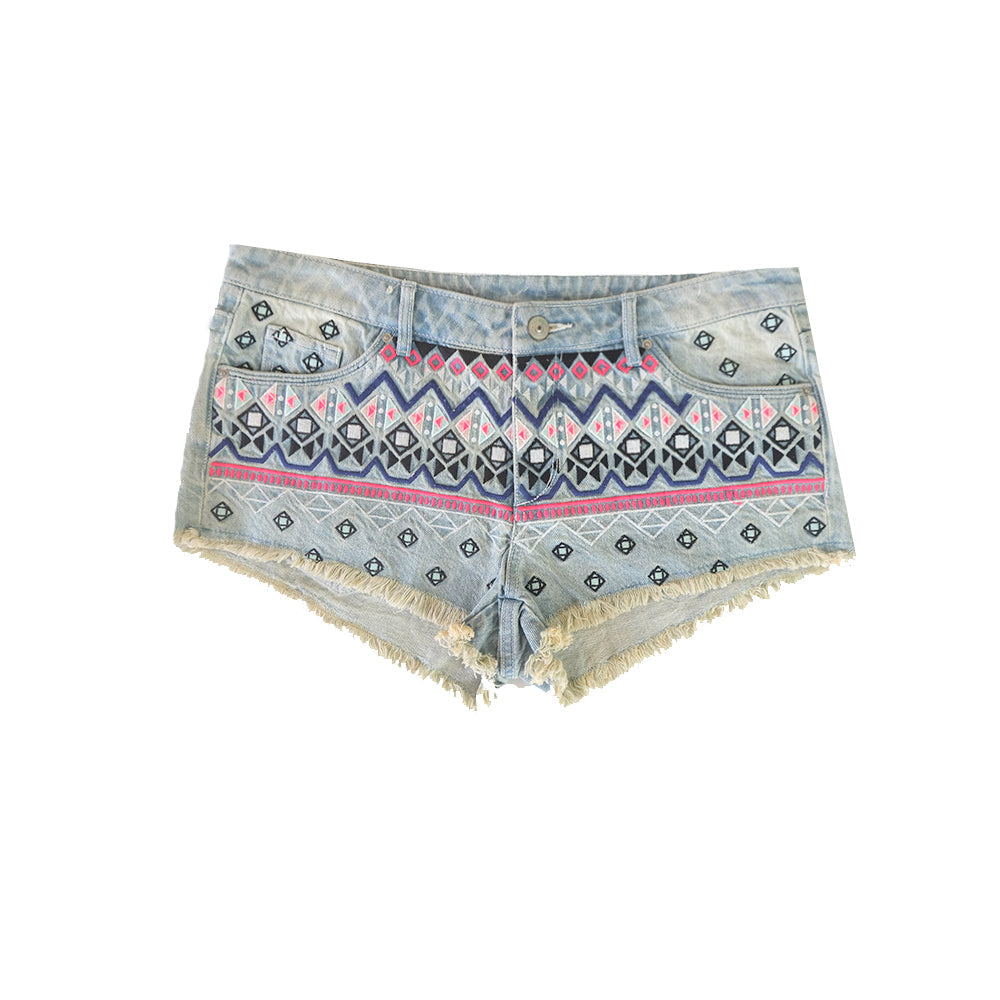 Image for Women's Embroidered Denim Short,Blue