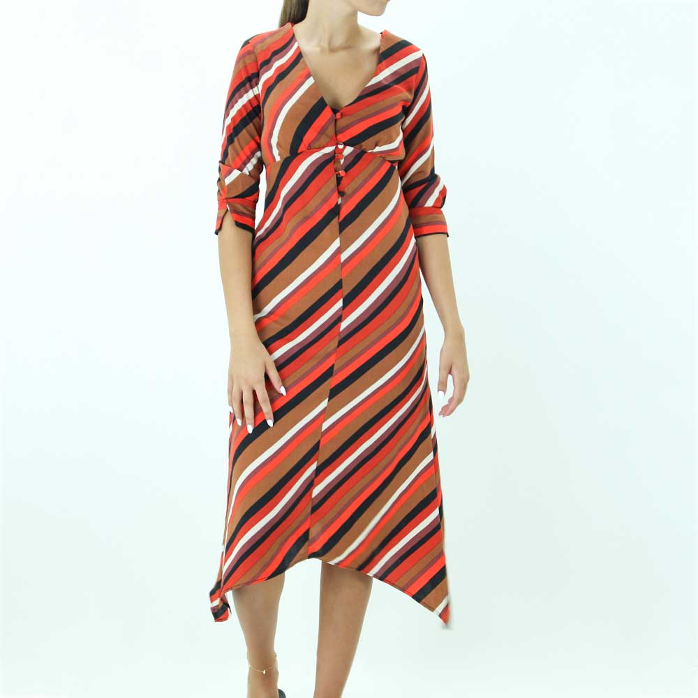 Image for Women's Striped Colorblock Midi Dress,Multi