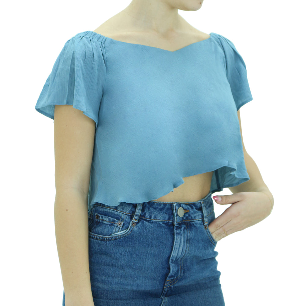 Image for Women's Ribbed Crop Top,Blue