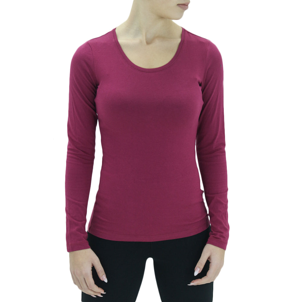 Image for Women's Round-Neck Plain Top,Burgundy