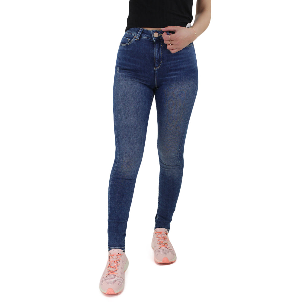 Image for Women's Washed Stretchy Jeans,Navy