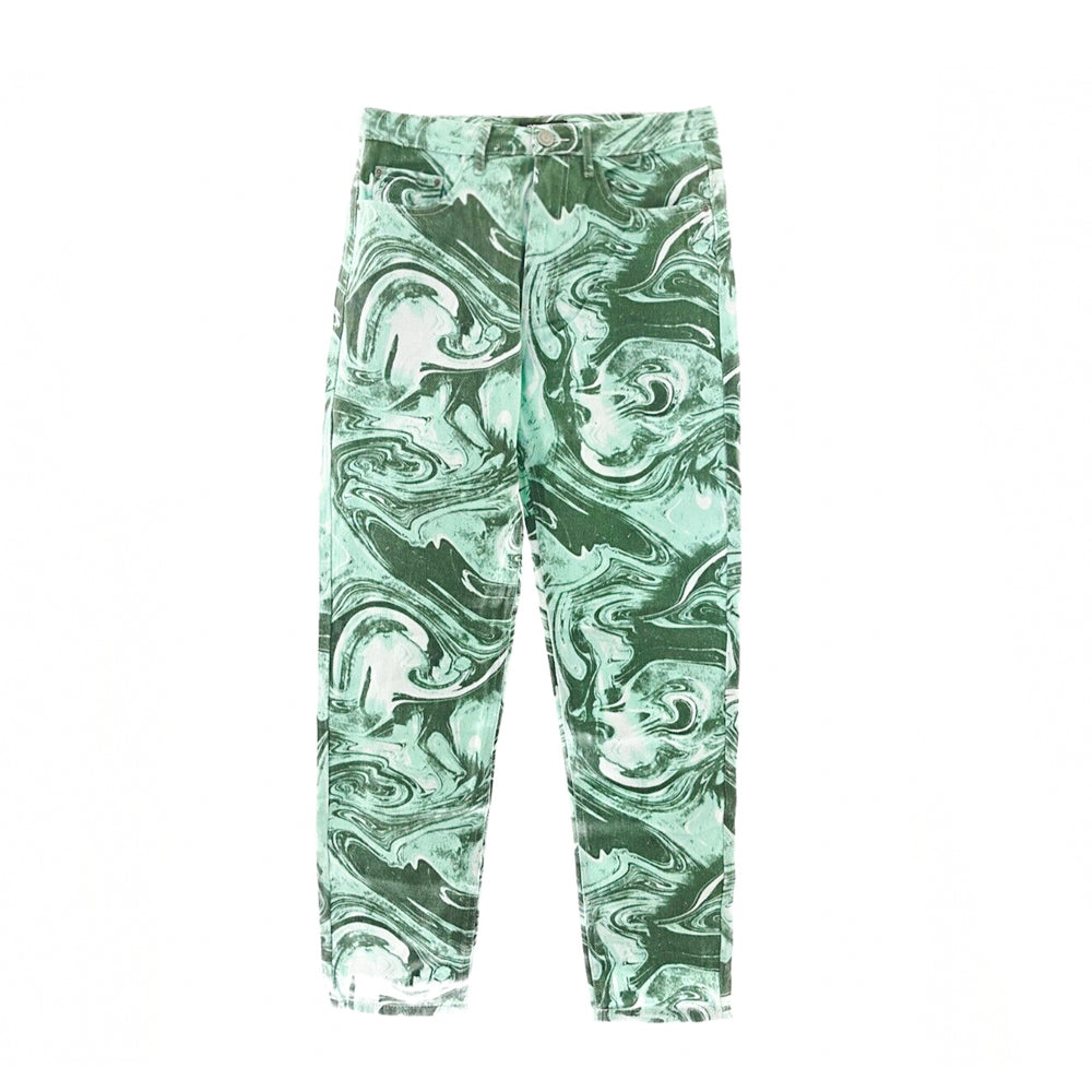 Image for Men's Printed Tapered Jeans,Green