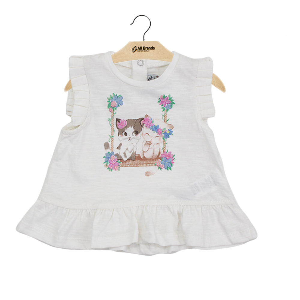 Image for Kid's Girl Cat Print Dress,White