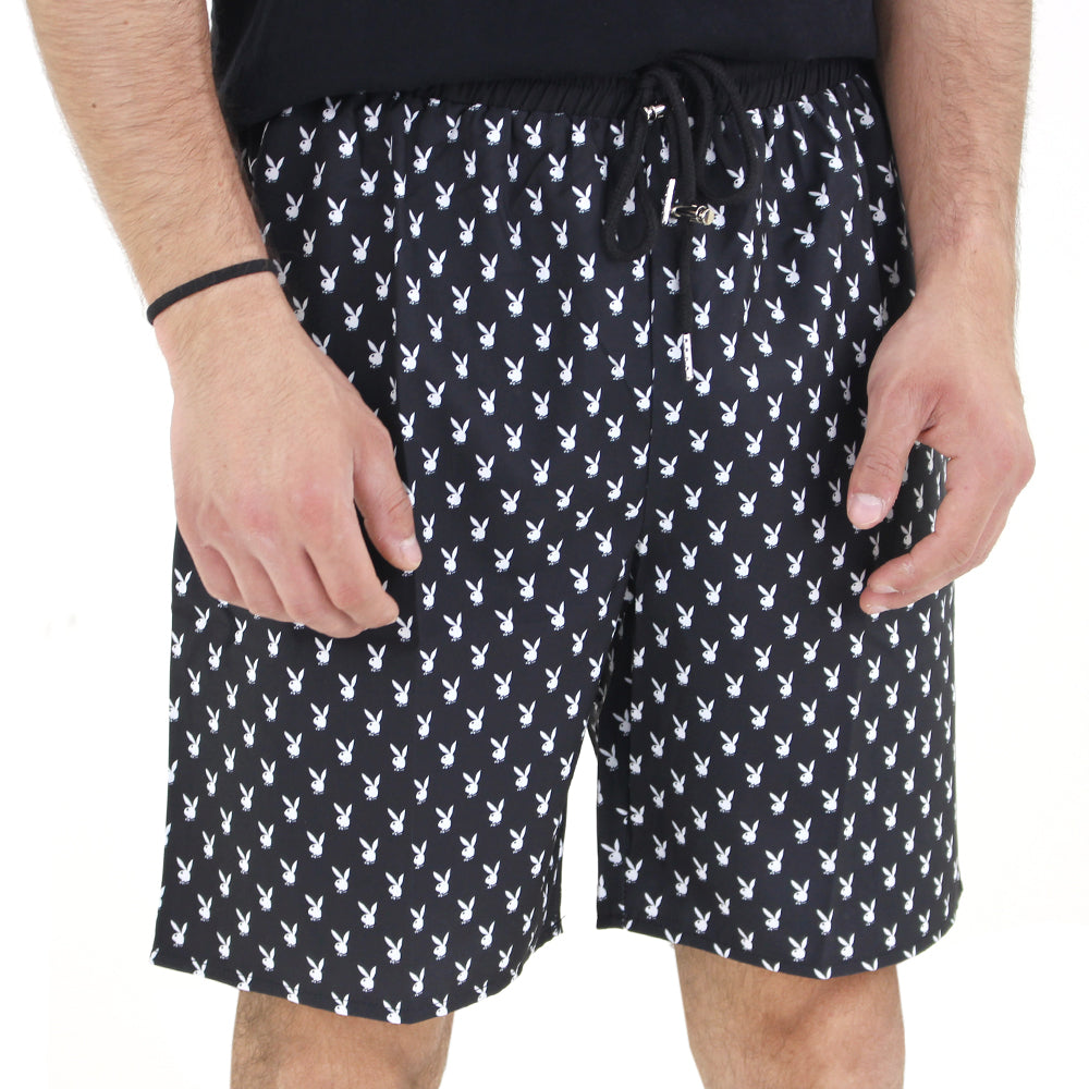 Image for Men's Printed Elastic Waist Short,Black