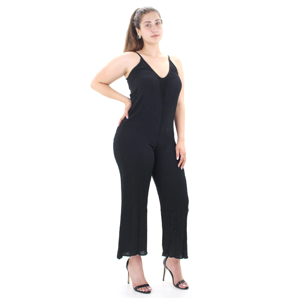 Image for Women's Ribbed Scoop Neck Jumpsuit,Black