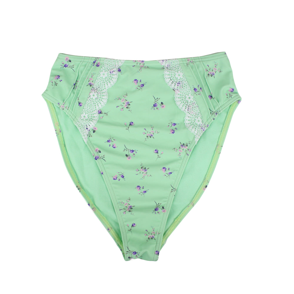 Image for Women's Floral High Waist Bikini Bottom,Light Green
