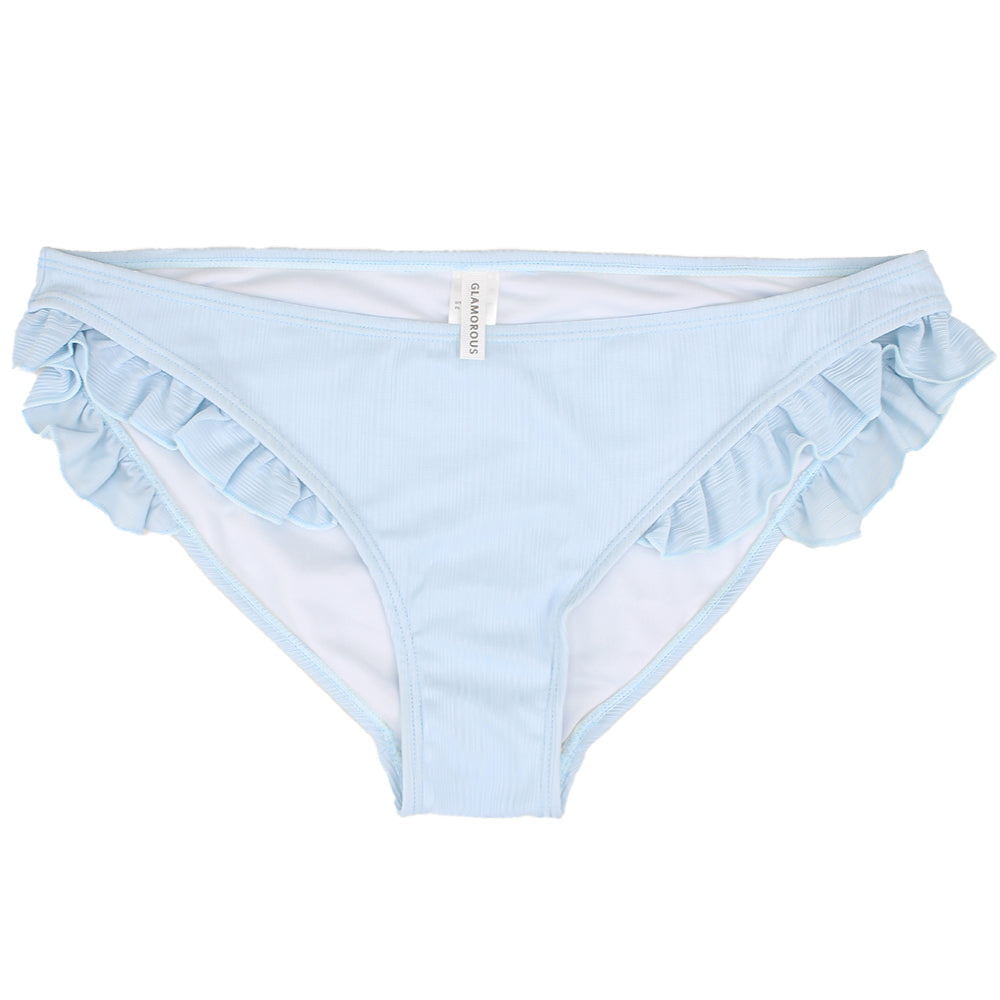 Image for Women's Frill Side Ribbed Bikini Bottom,Light Blue