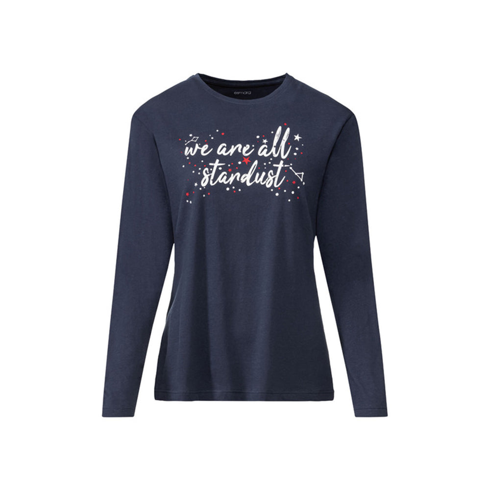 Image for Women's Graphic Long Sleeve Sleepwear Top,Navy
