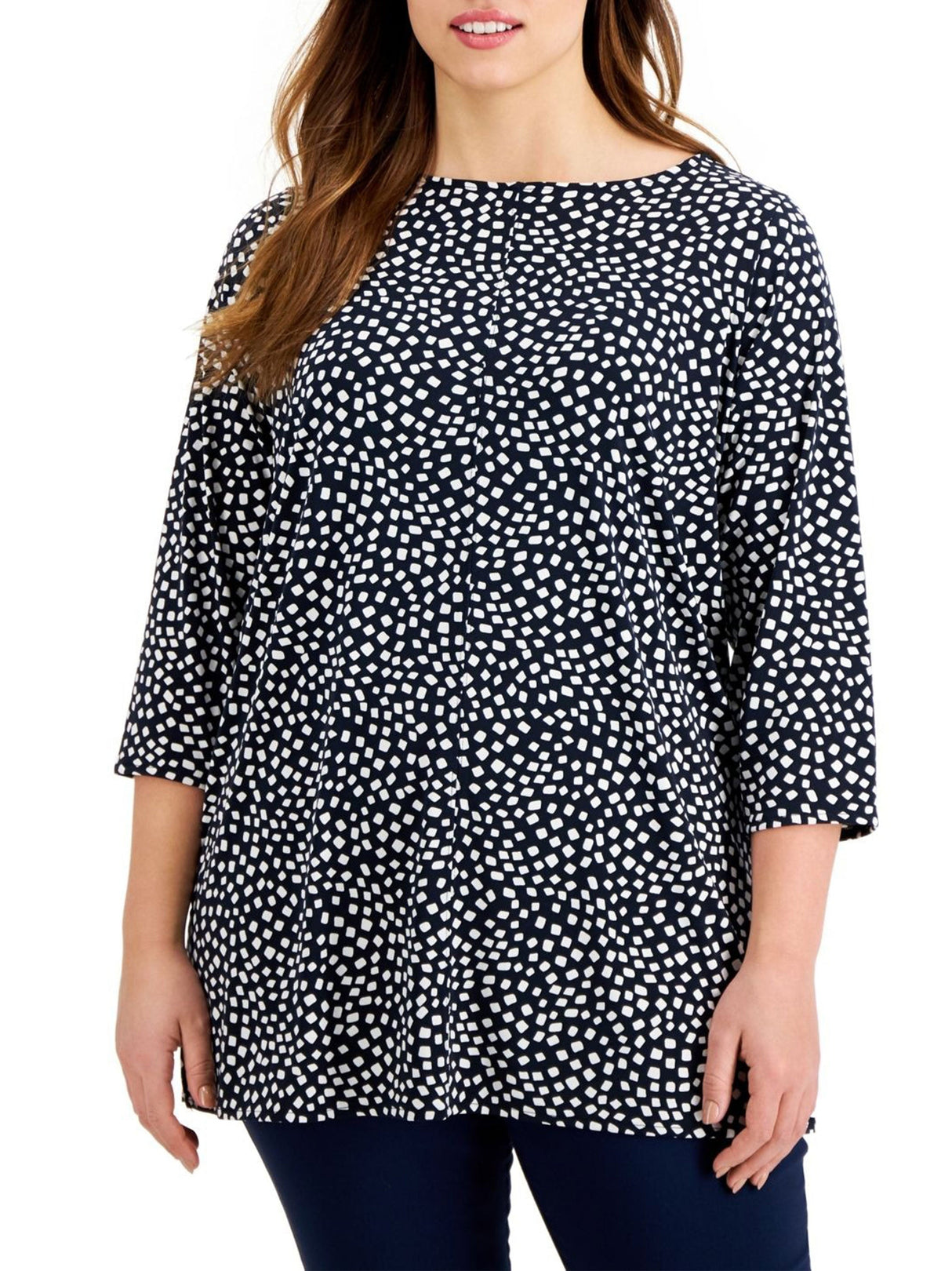 Image for Women's Squarre Dotted Top,Navy