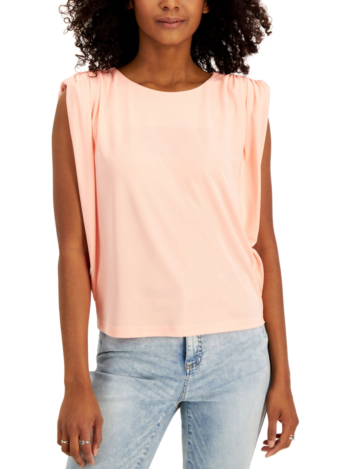 Image for Women's Plain Solid Sleeveless Top,Coral