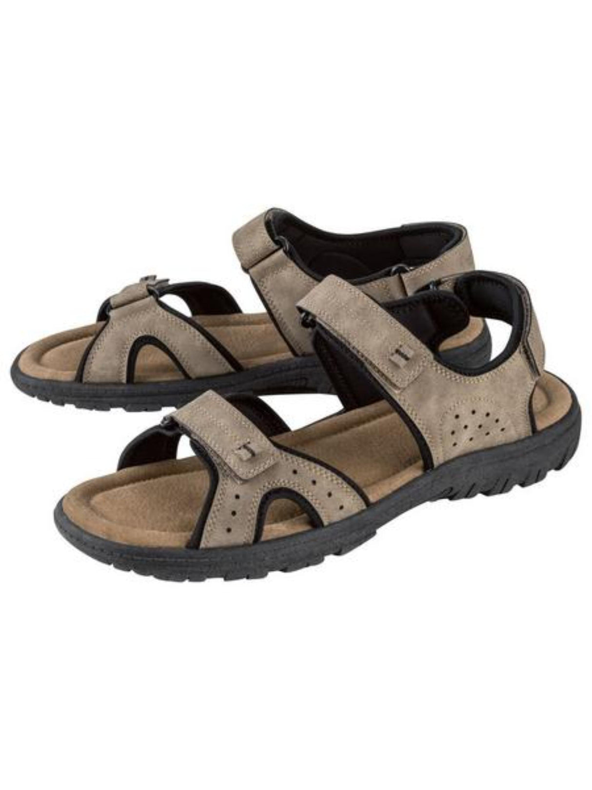 Image for Men's Soft Suede Velcro Sandals,Greige