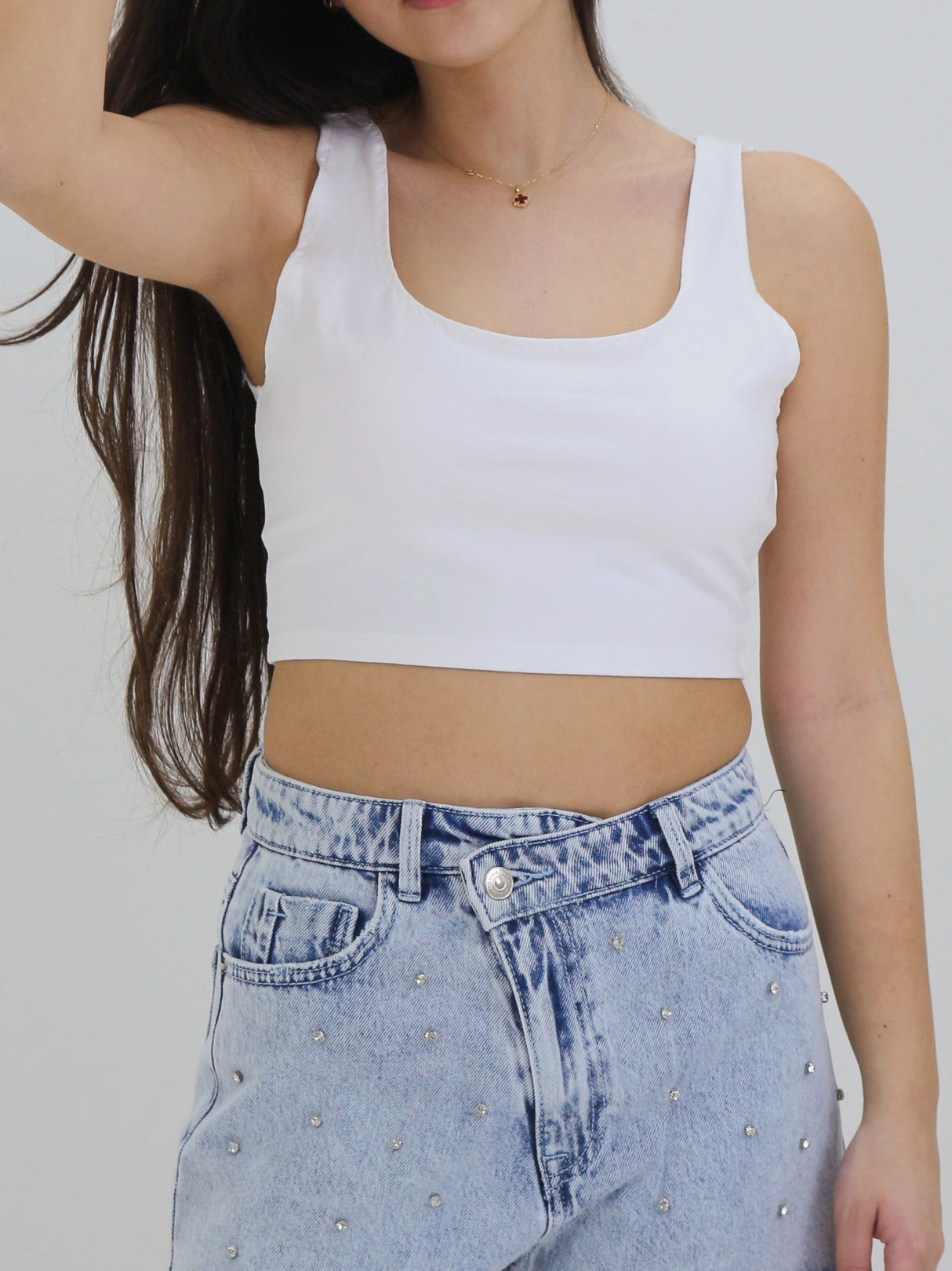 Image for Women's 2 Pieces Plain Solid Crop Top,White