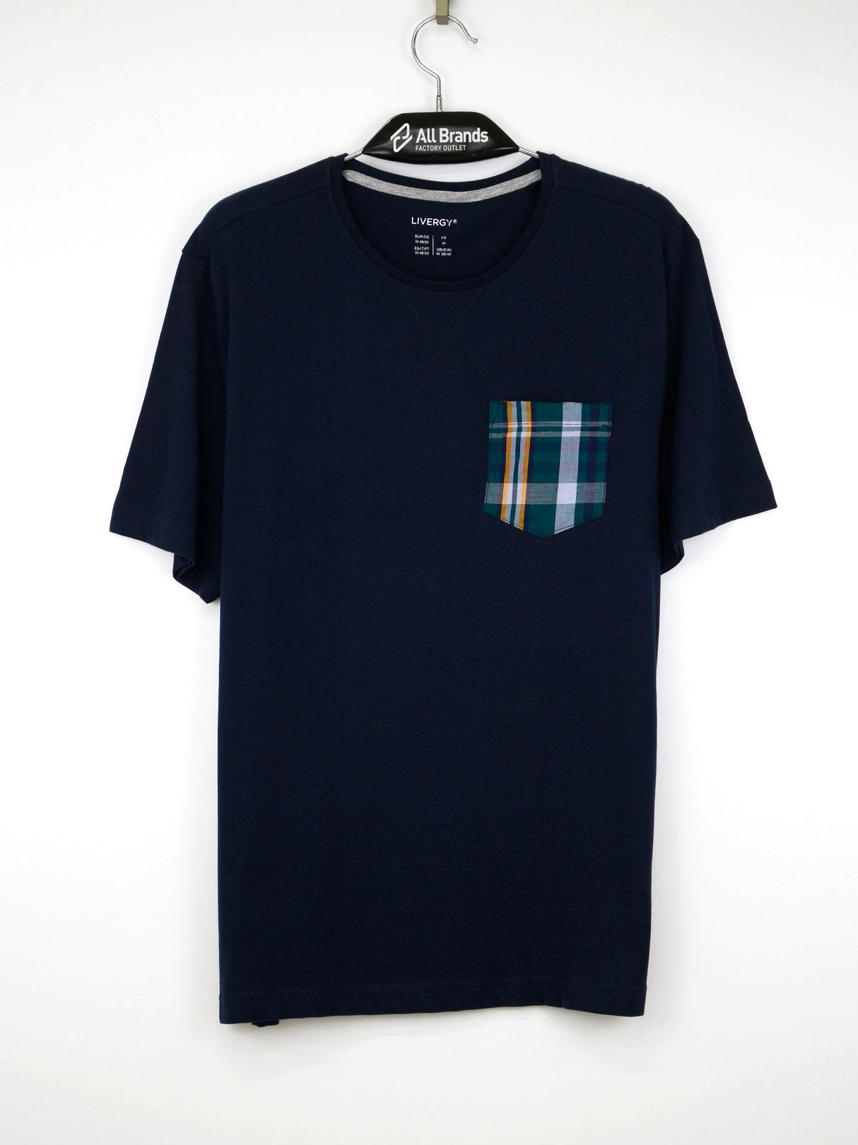 Image for Men's Side Plaid Pocket Top,Navy