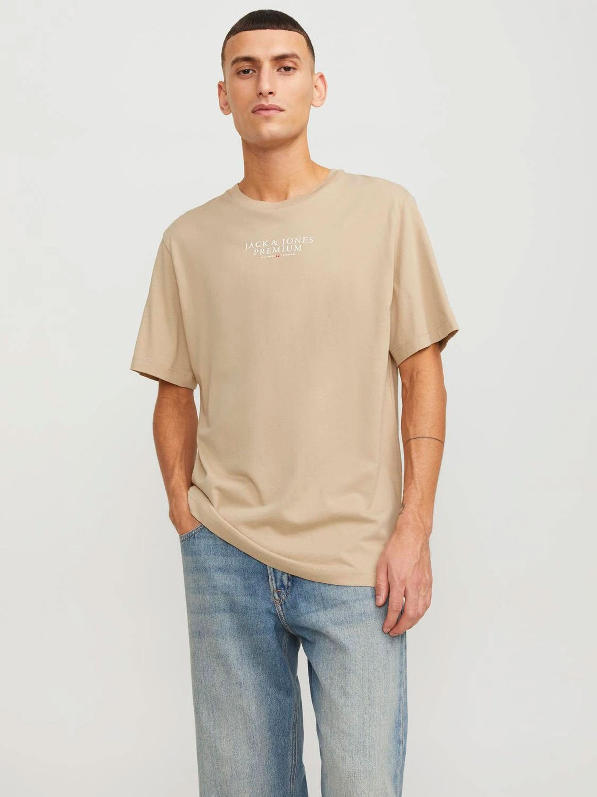Image for Men's Brand Logo Printed T-Shirt,Beige