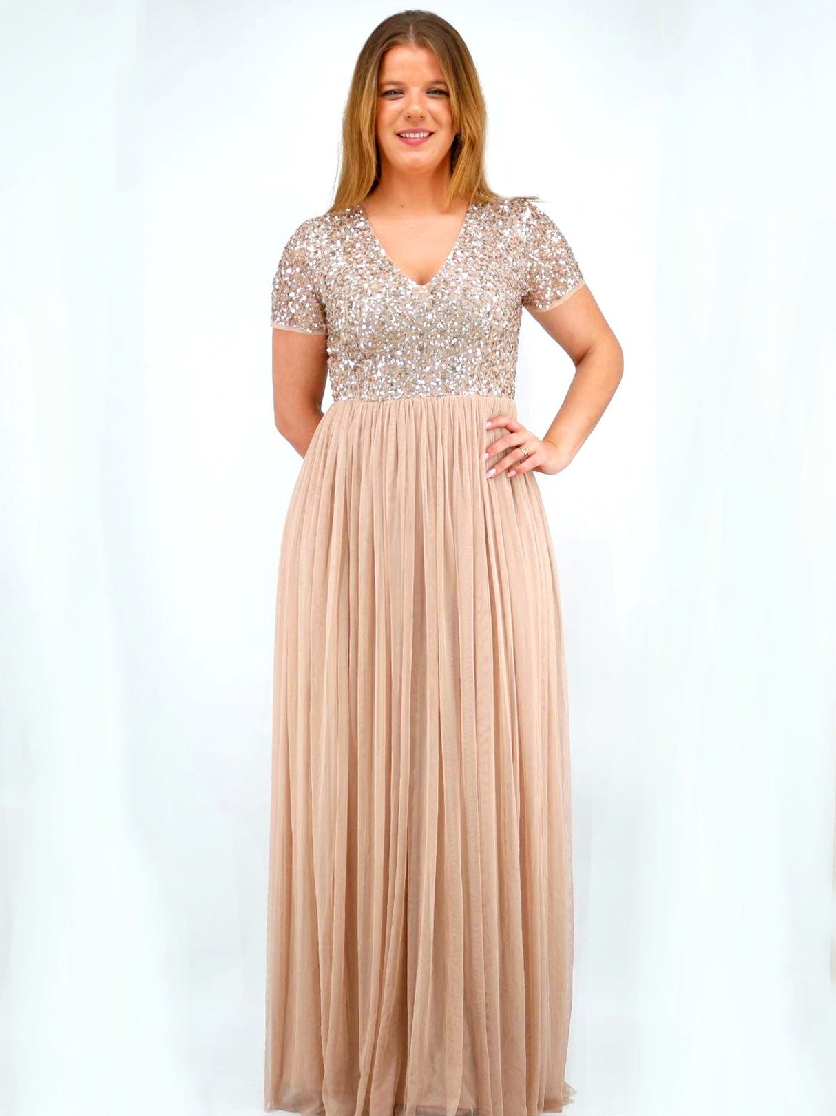 Image for Women's Brilliant Mesh Dress,Beige