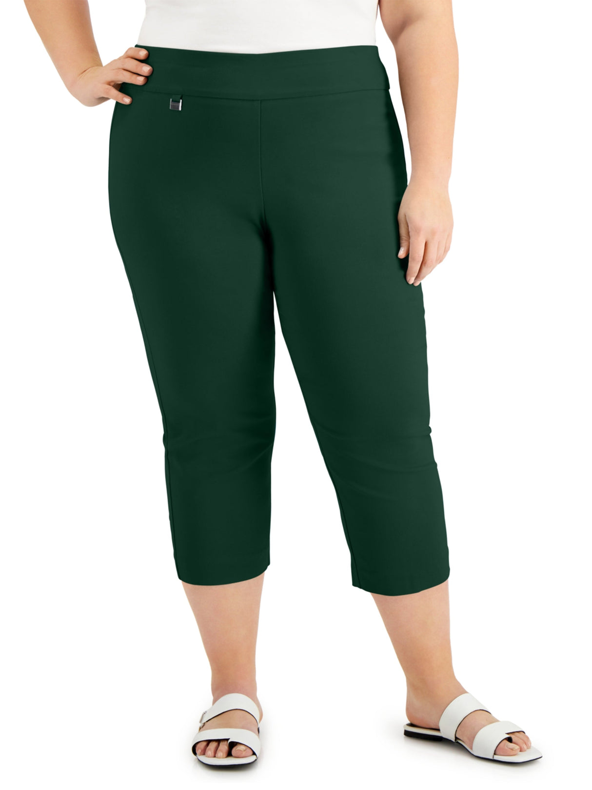 Image for Women's Plain Solid Capri Pant,Dark Green