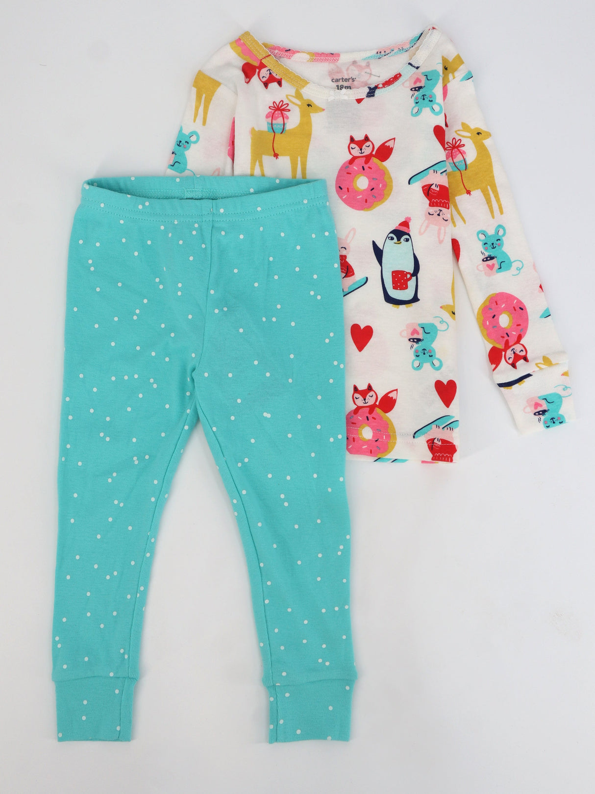 Image for Kids Girl's Graphic Printed Top & Bottom Sleepwear Set,White/Light Blue