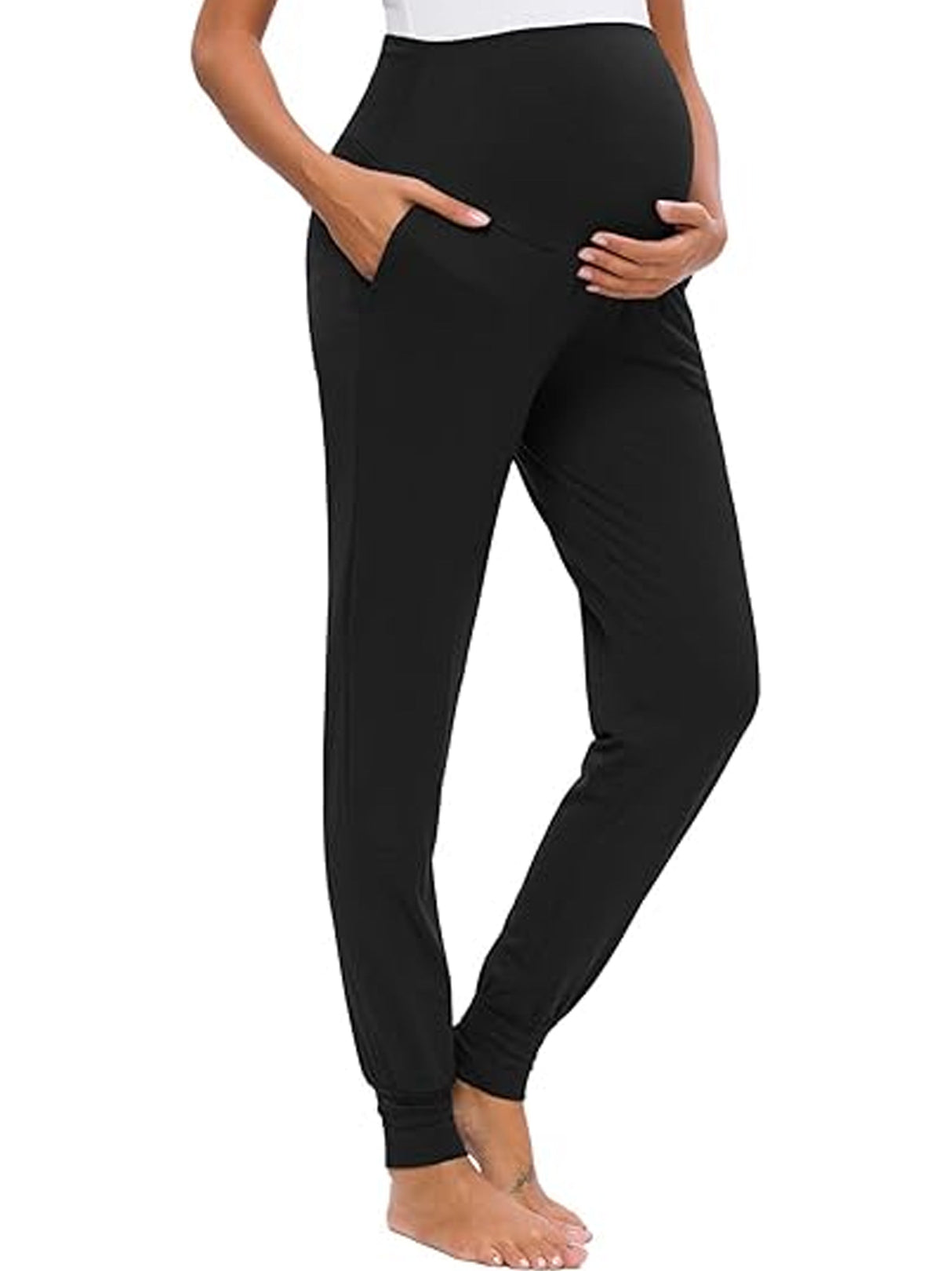 Women's Plain Maternity Leggings,Black