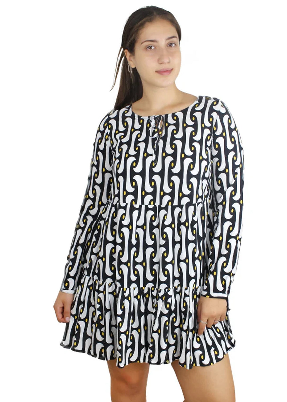 Image for Women's Printed Dress,Black/White