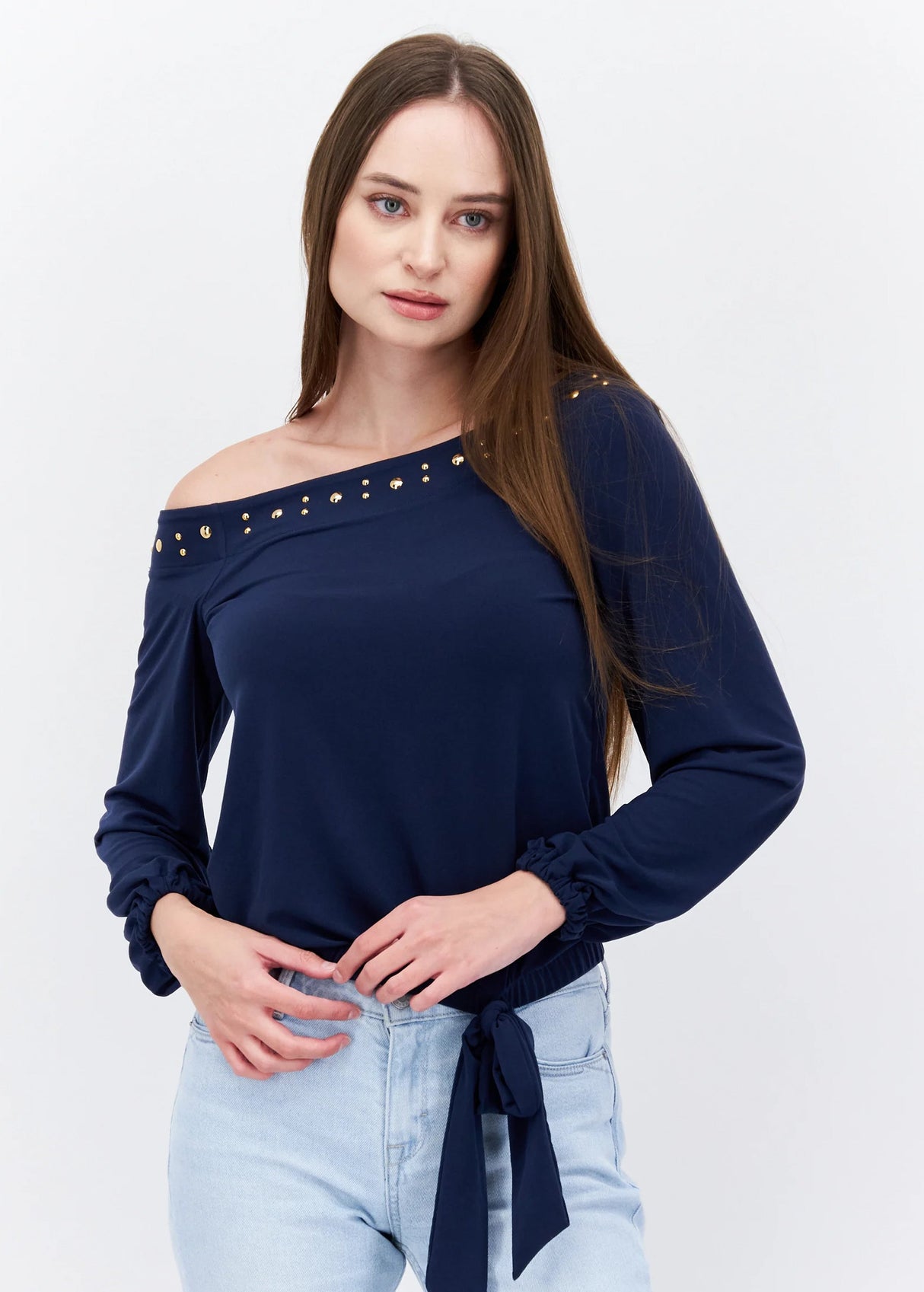 Image for Women's Textured Top,Dark Blue