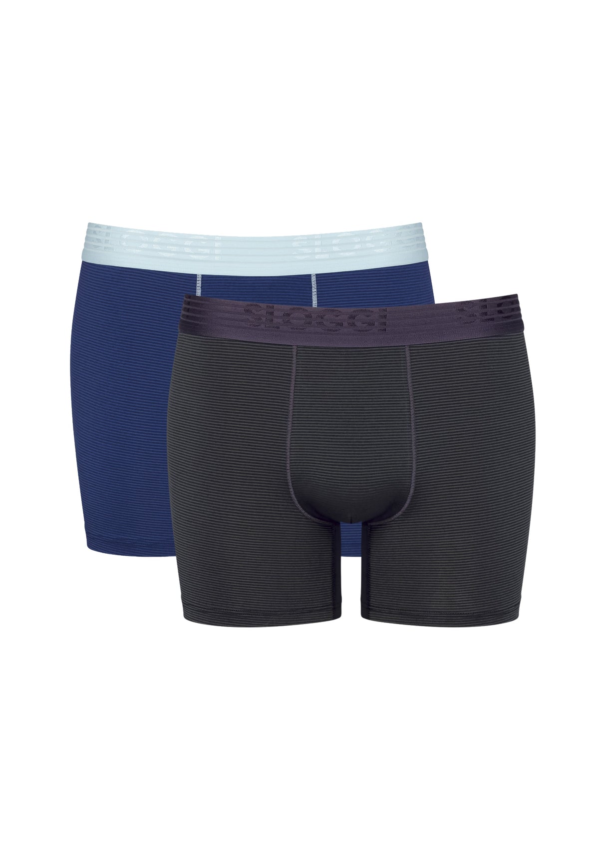 Men's 2 Pack Striped Boxers Set,Dark Grey/Blue