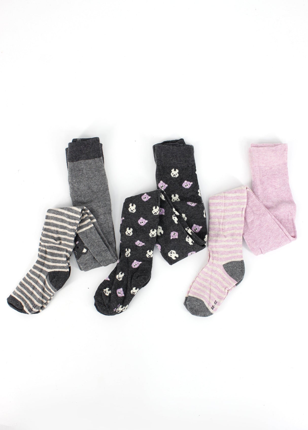 Kids Girl's 3 Pcs Printed Striped Tights,Multi