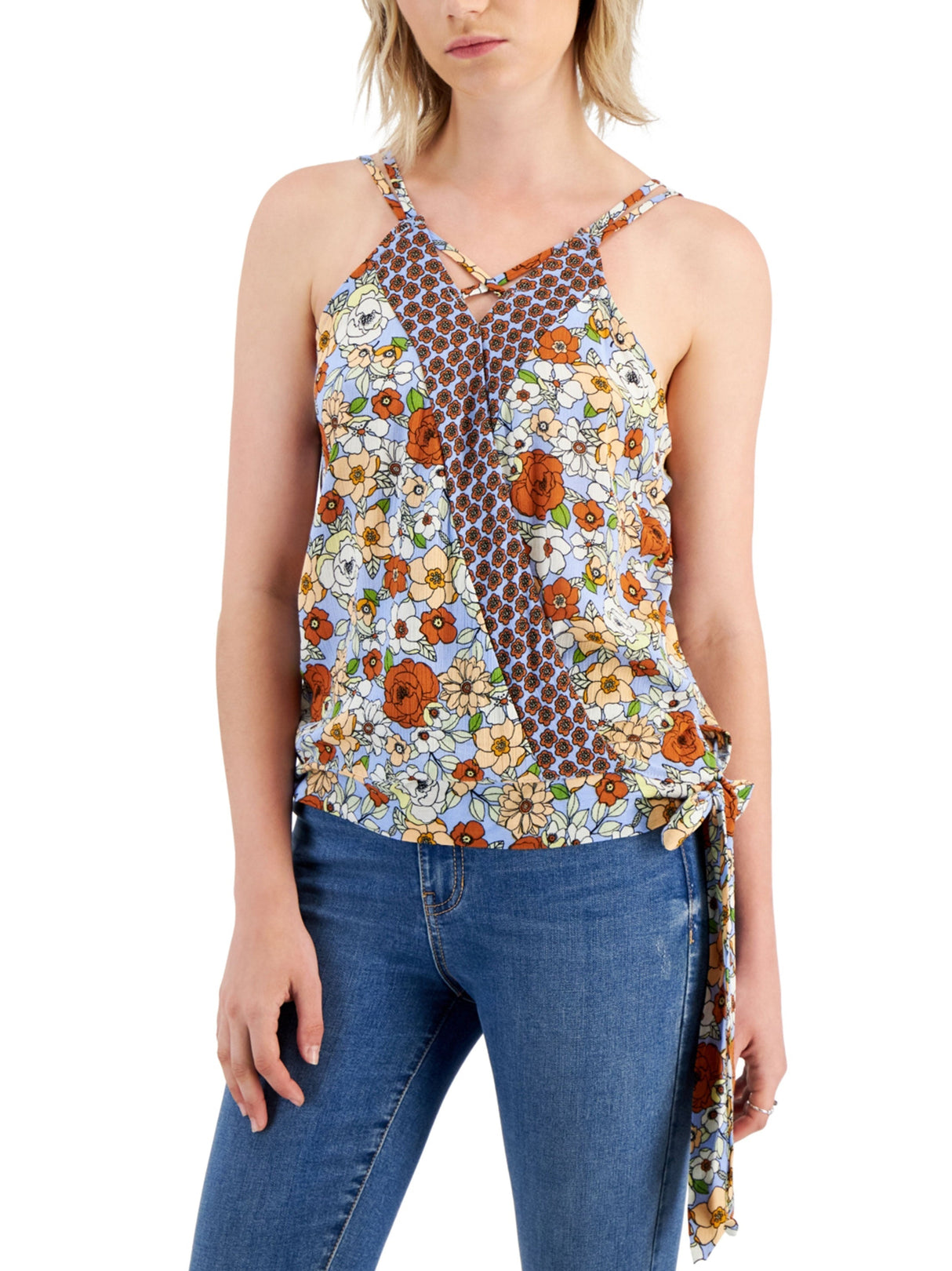 Women's Floral Printed Surplice Top,Multi