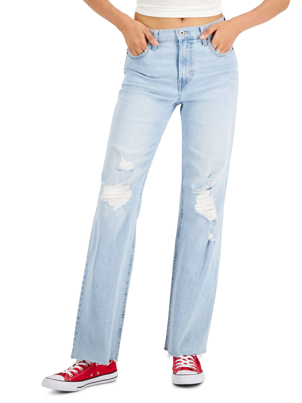 Women's Ripped Washed Jeans,Light Blue