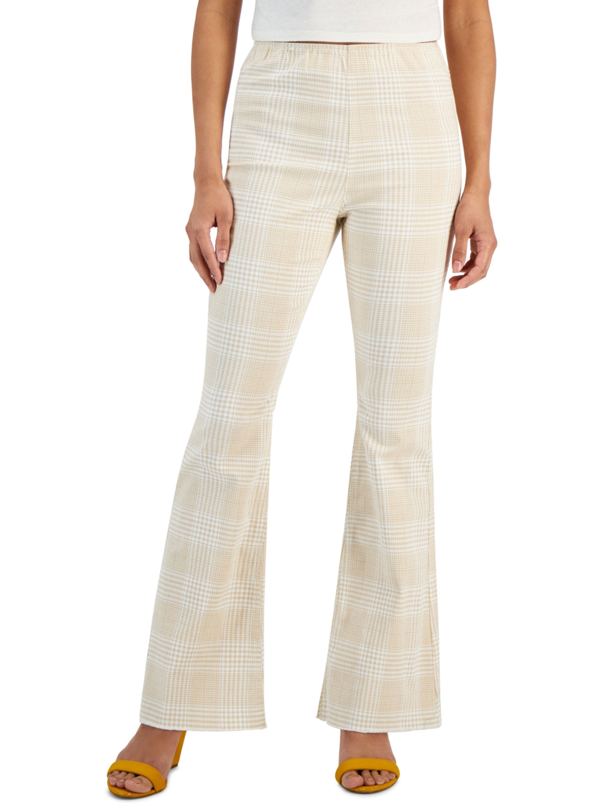 Women's Printed Flare Pants,Beige