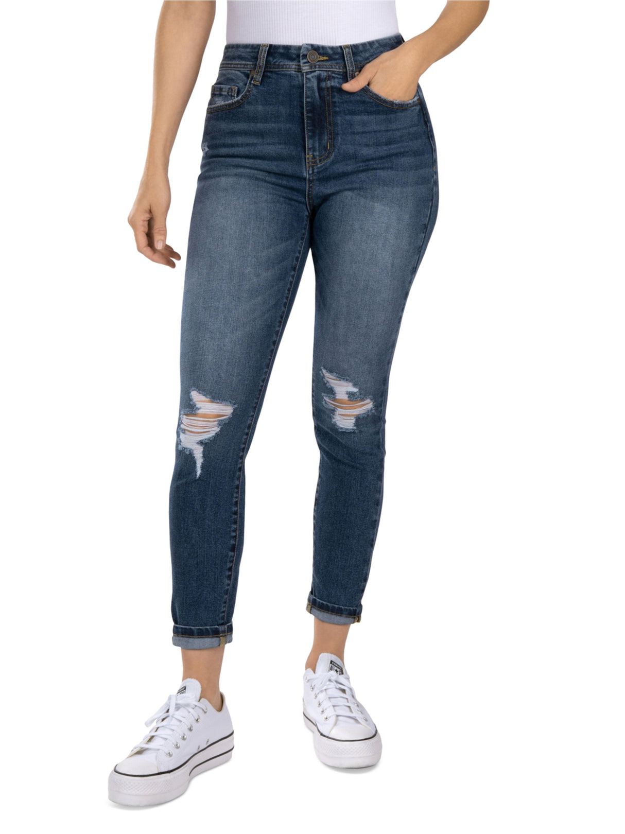 Women's Ripped Washed Jeans,Blue