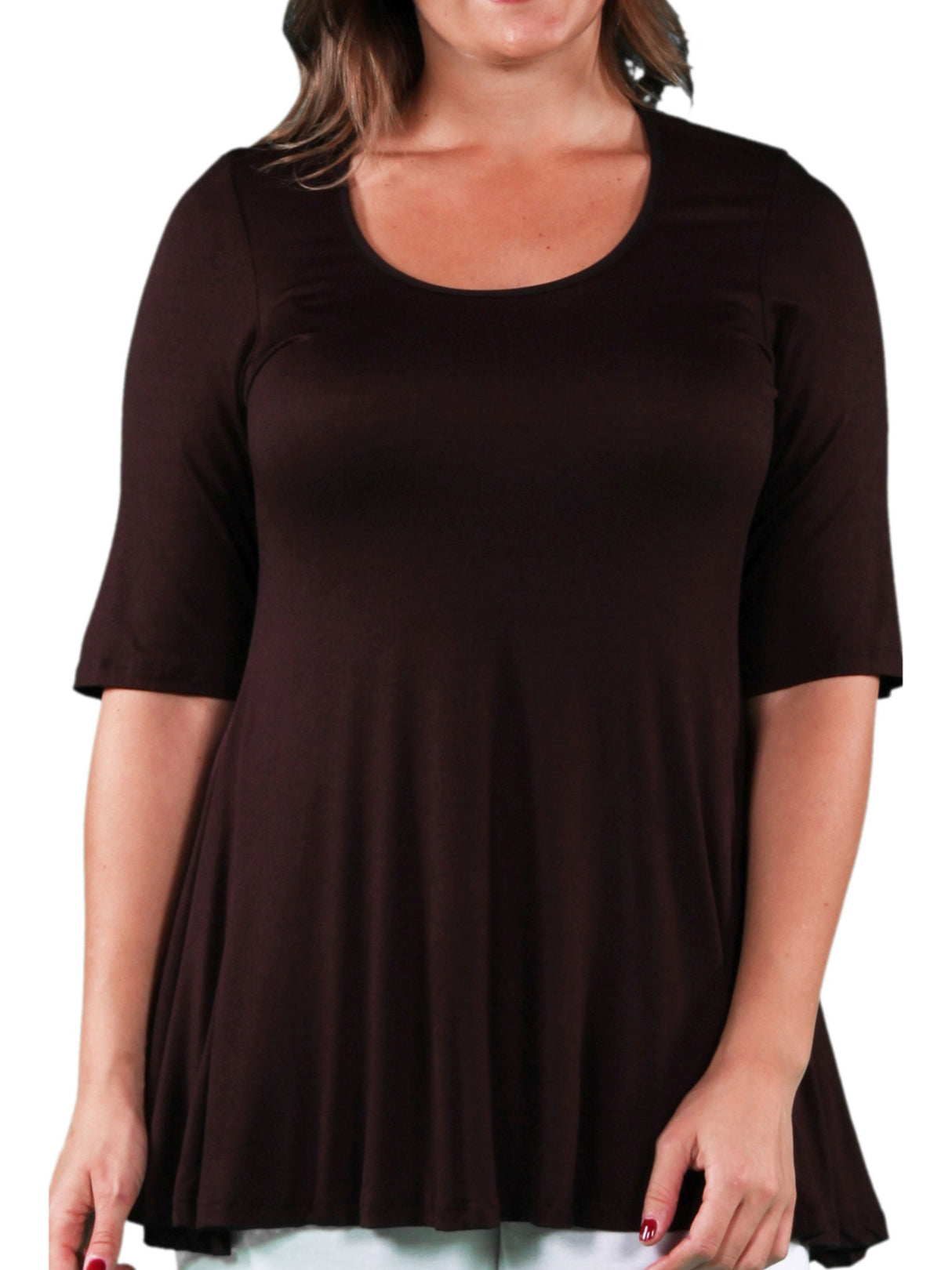 Women's Plain Tunic,Dark Brown