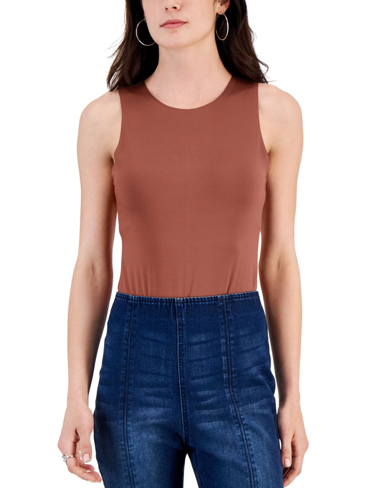 Women's Plain Bodysuit,Brick
