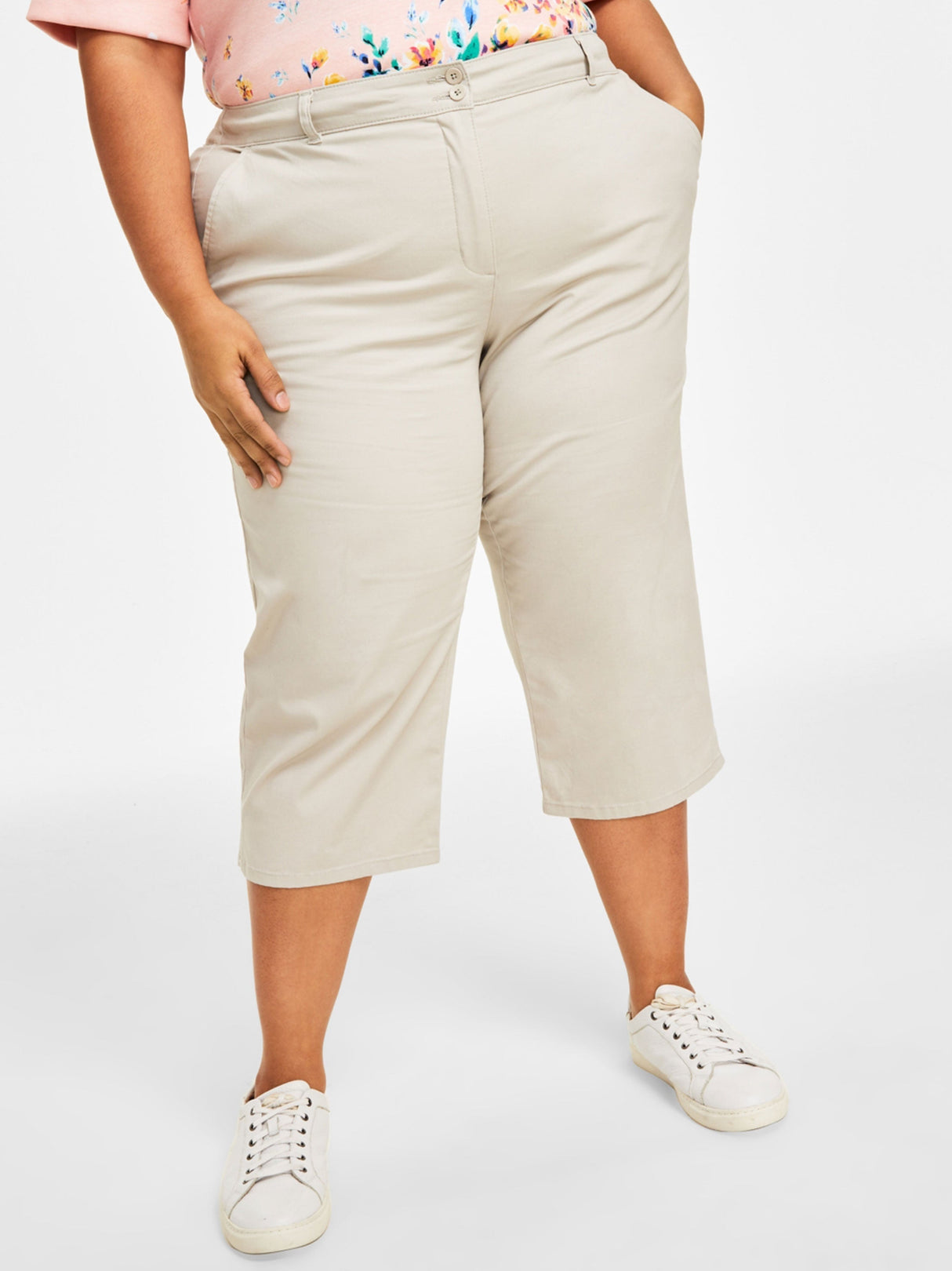 Women's Plain Capri Pants,Stone