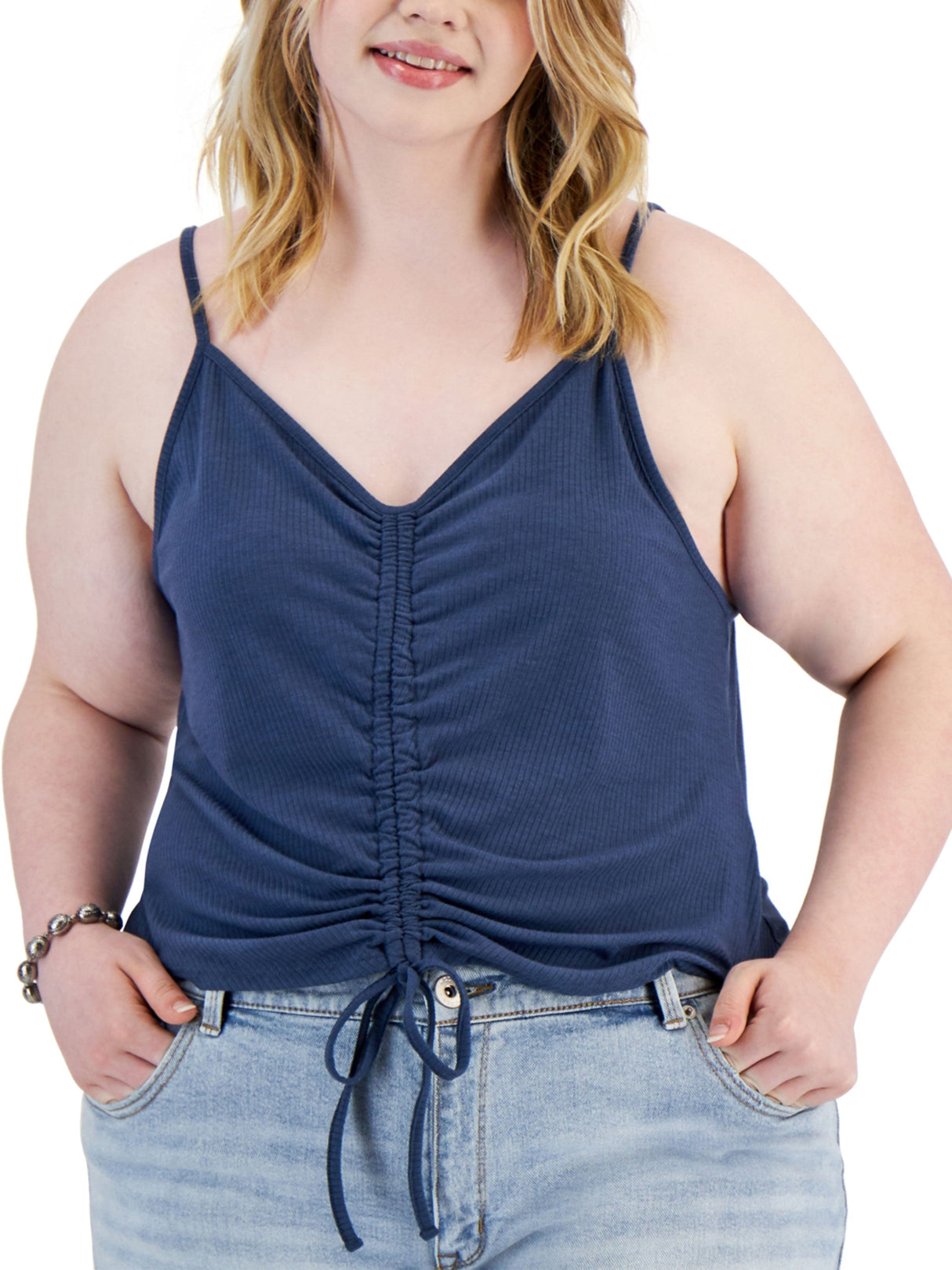 Womens Ruched Tank Top,Blue