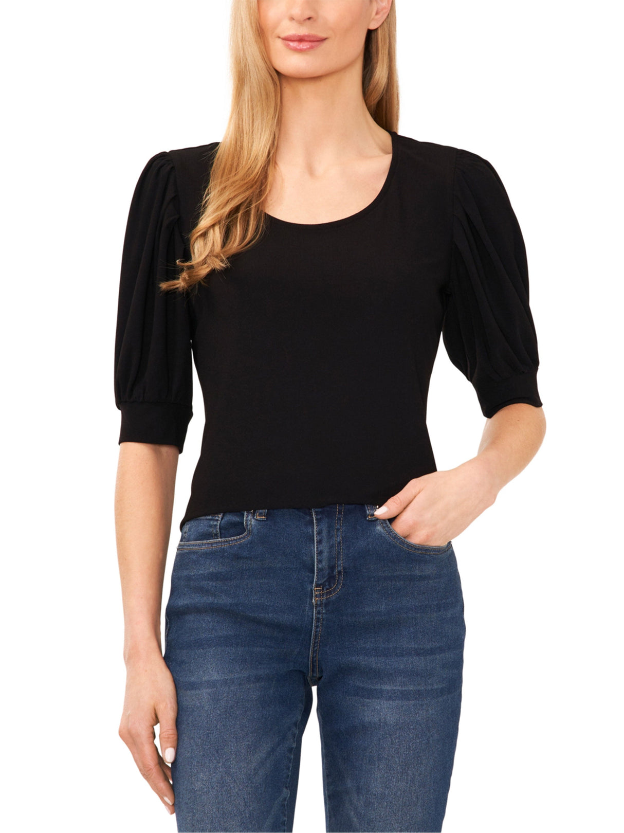 Women's Shirred Knit Top,Black