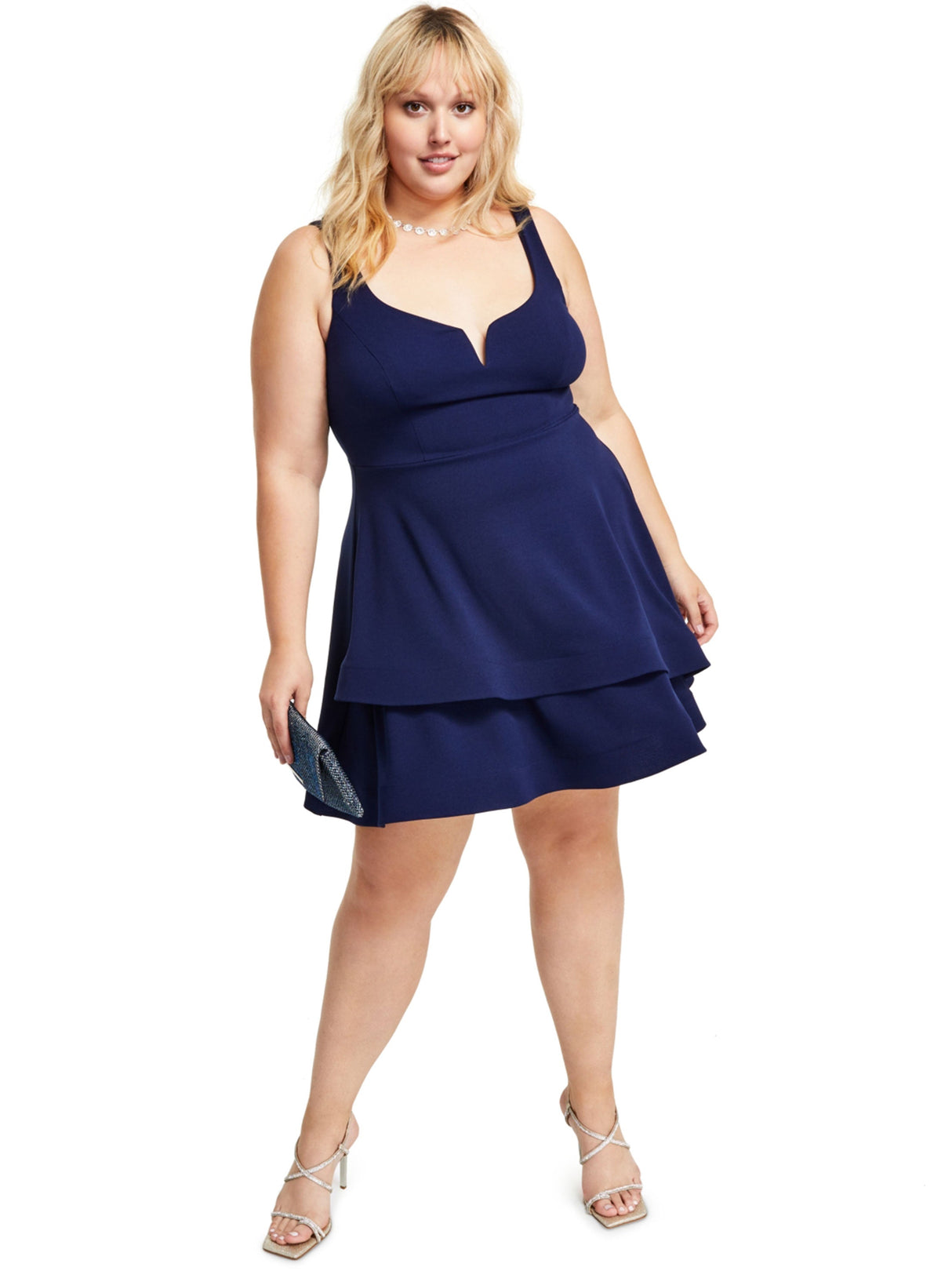 Women's Plain Flare Dress,Navy