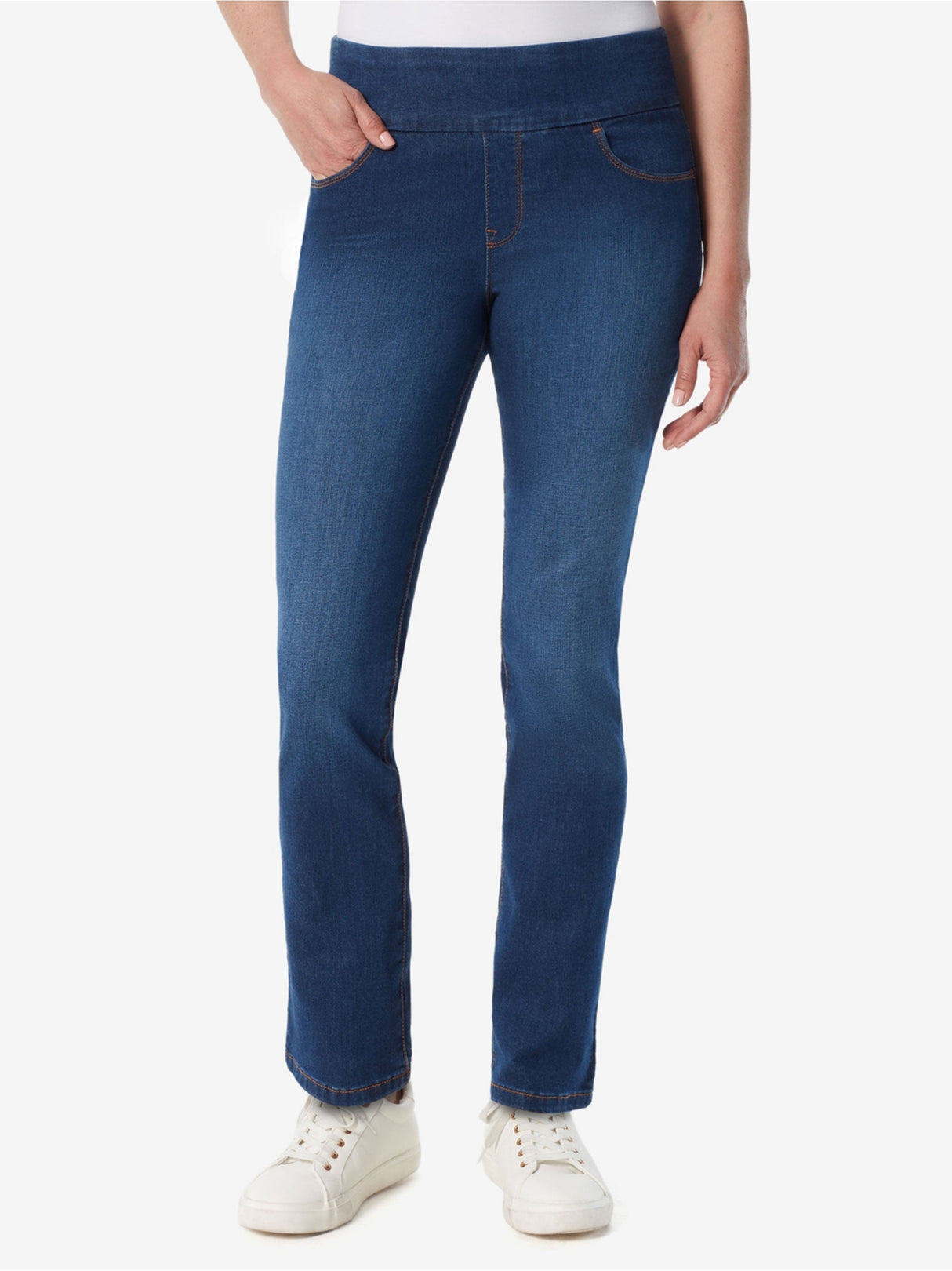 Women's Washed Pull On Jeans,Blue