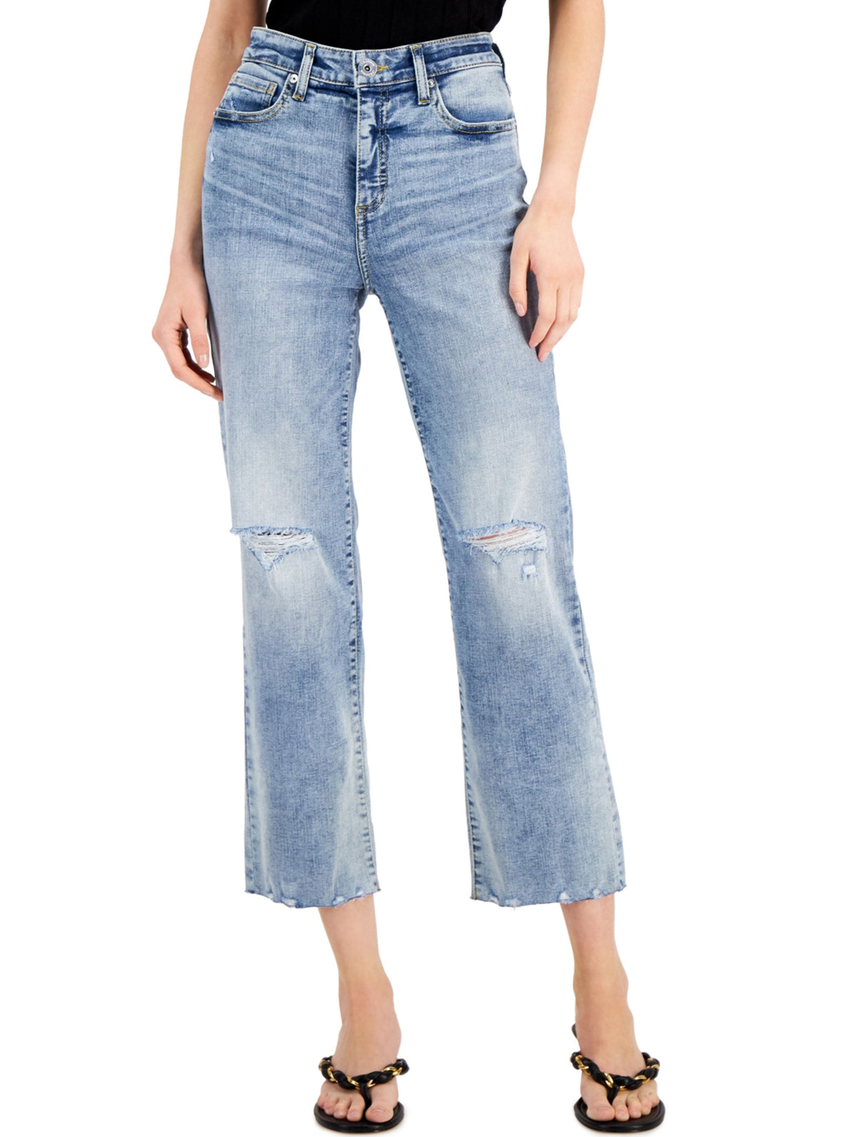 Women's Ripped Washed Jeans,Light Blue