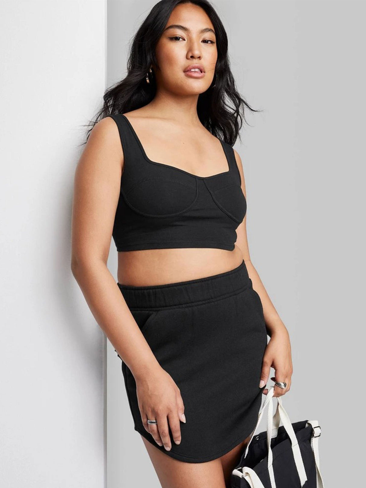 Women's Plain Cropped Top,Black