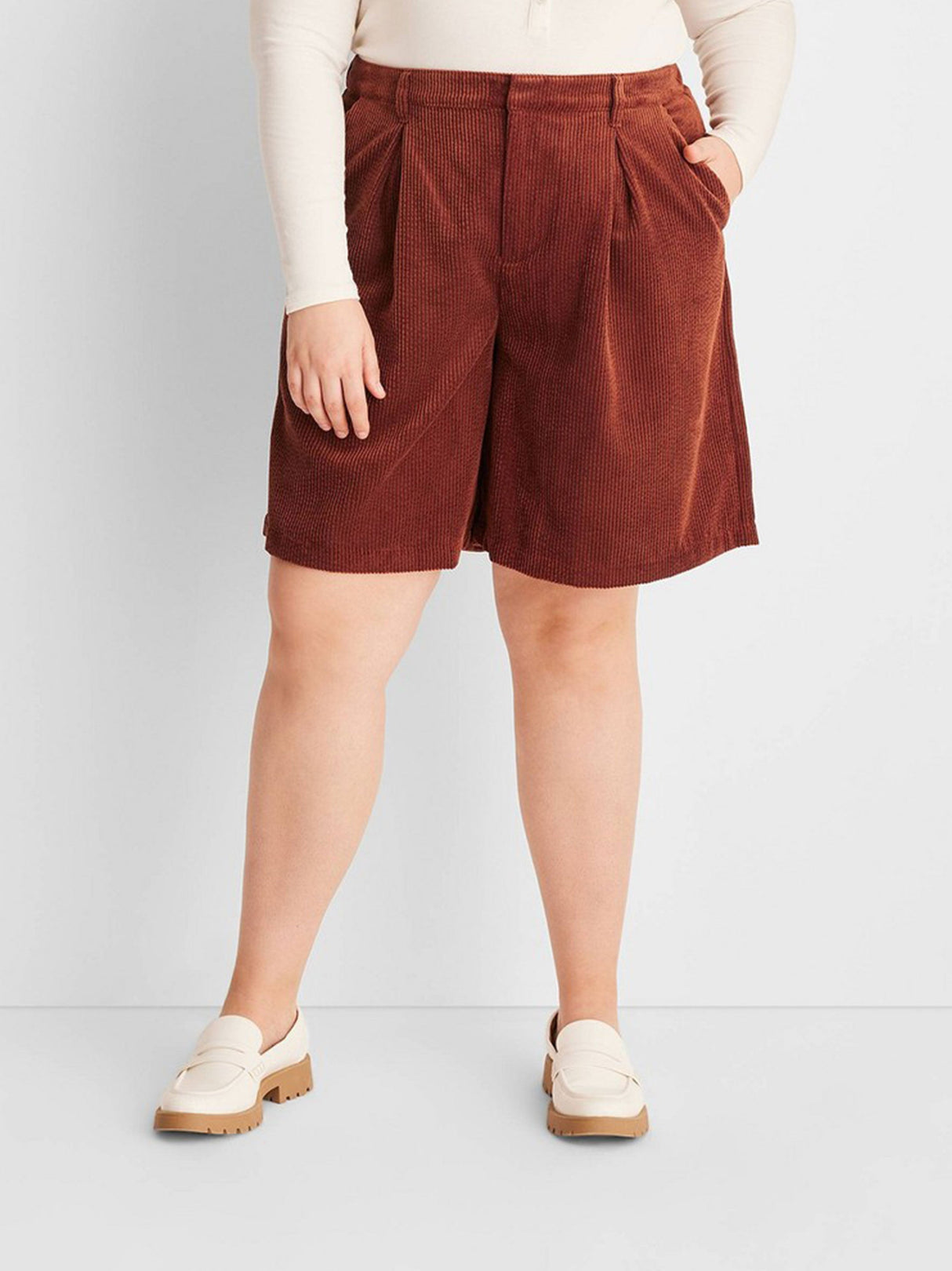 Women's Corduroy Shorts,Rust