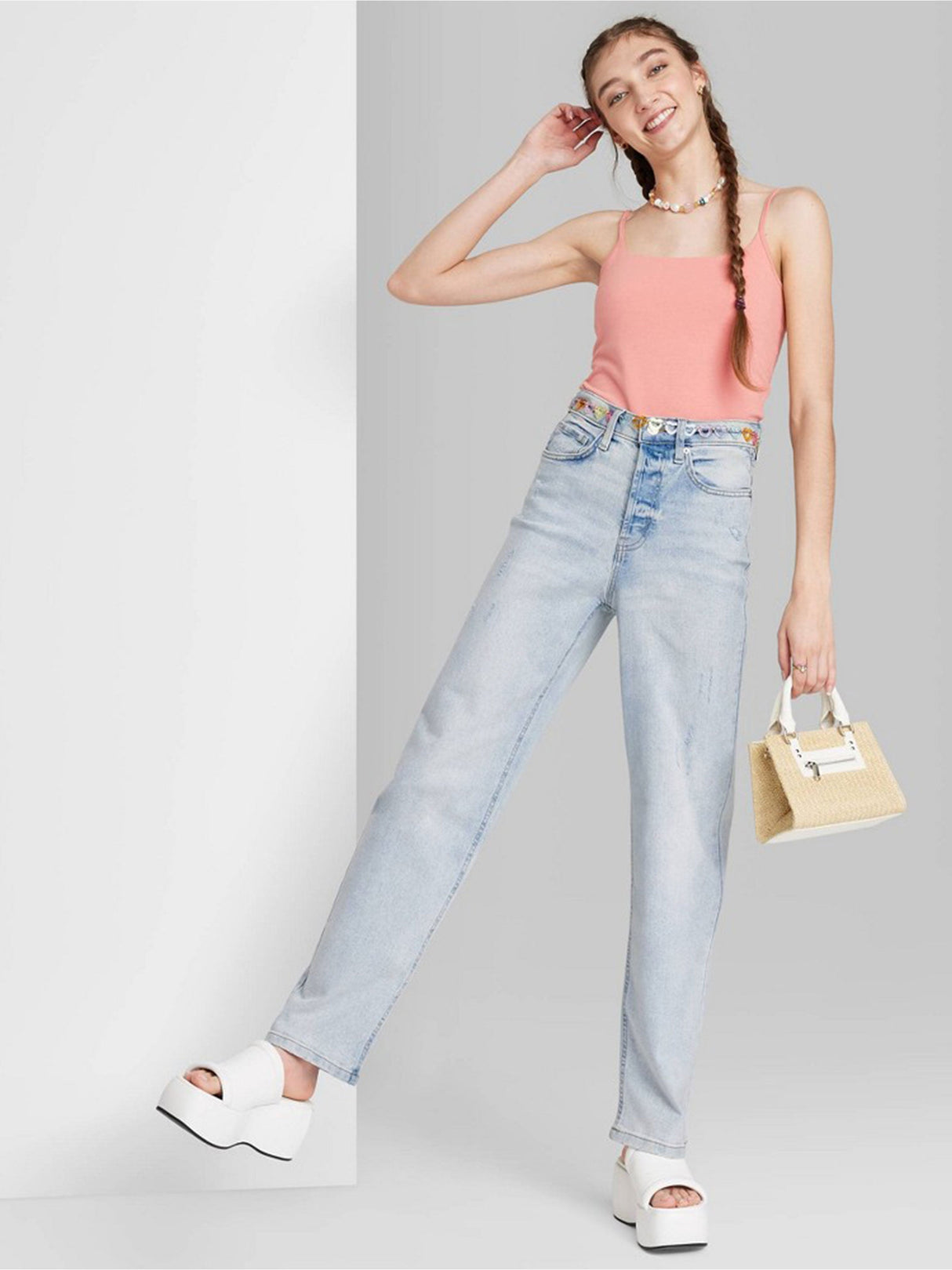 Women's Ripped Washed Jeans,Light Blue