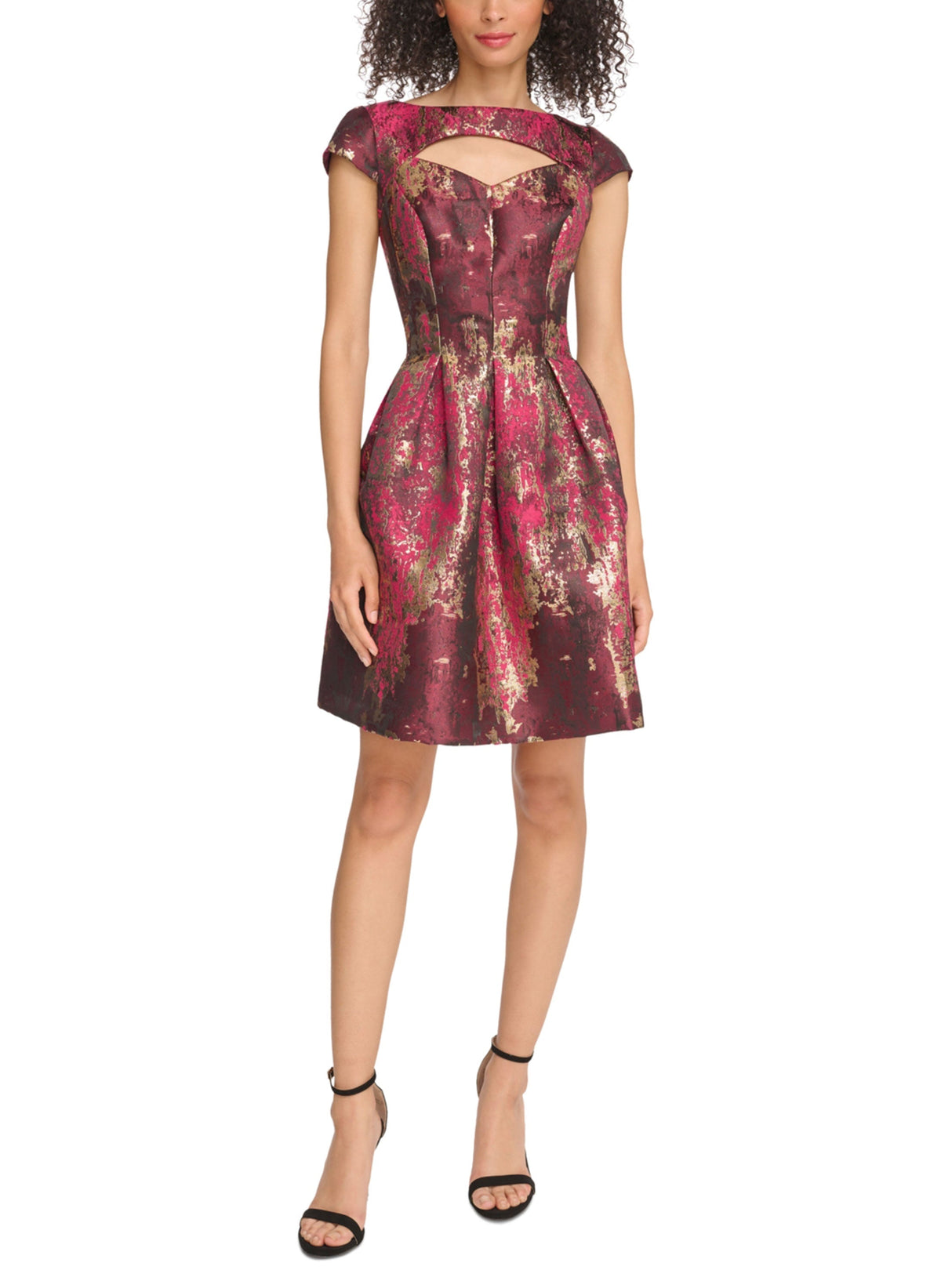 Women's Textured Cutout Dress,Burgundy