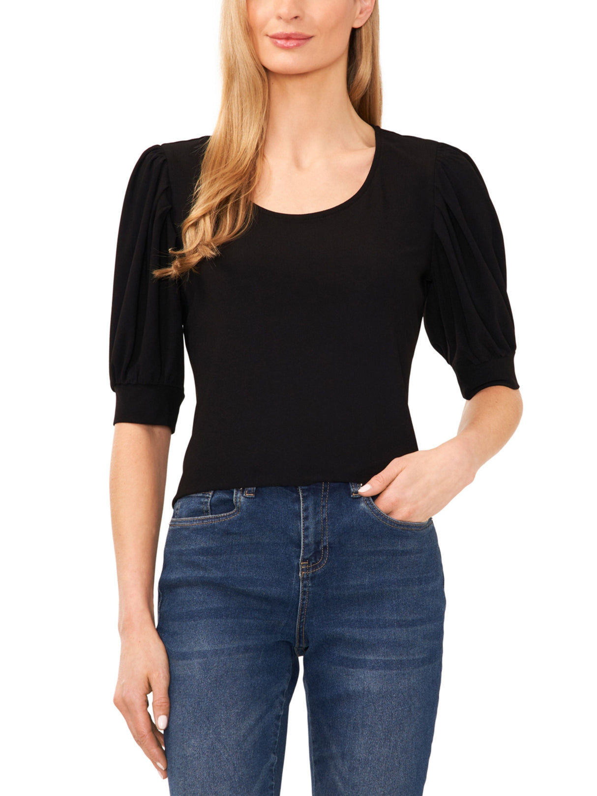 Women's Puff Sleeve Top,Black