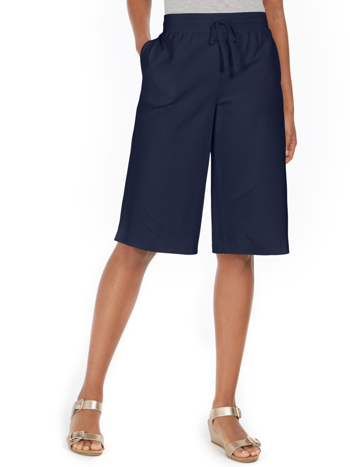 Women's Plain Knit Shorts,Navy