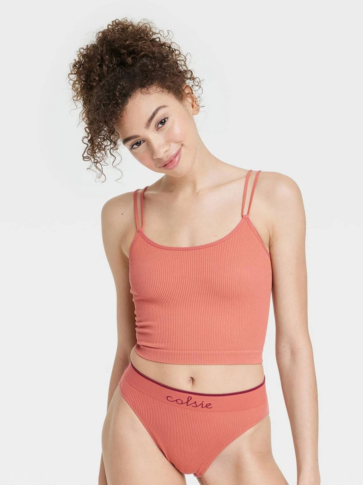 Women's Ribbed Camisole,Peach