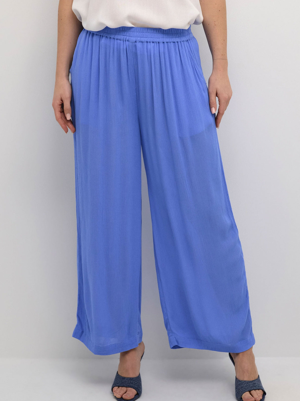 Women's Plain Gauze Pants,Blue