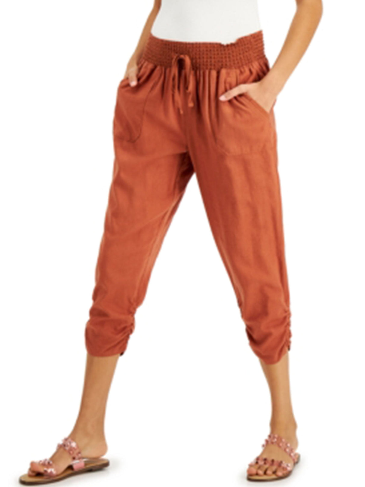 Women's Ruched-Hem Jogger Pants,Rust