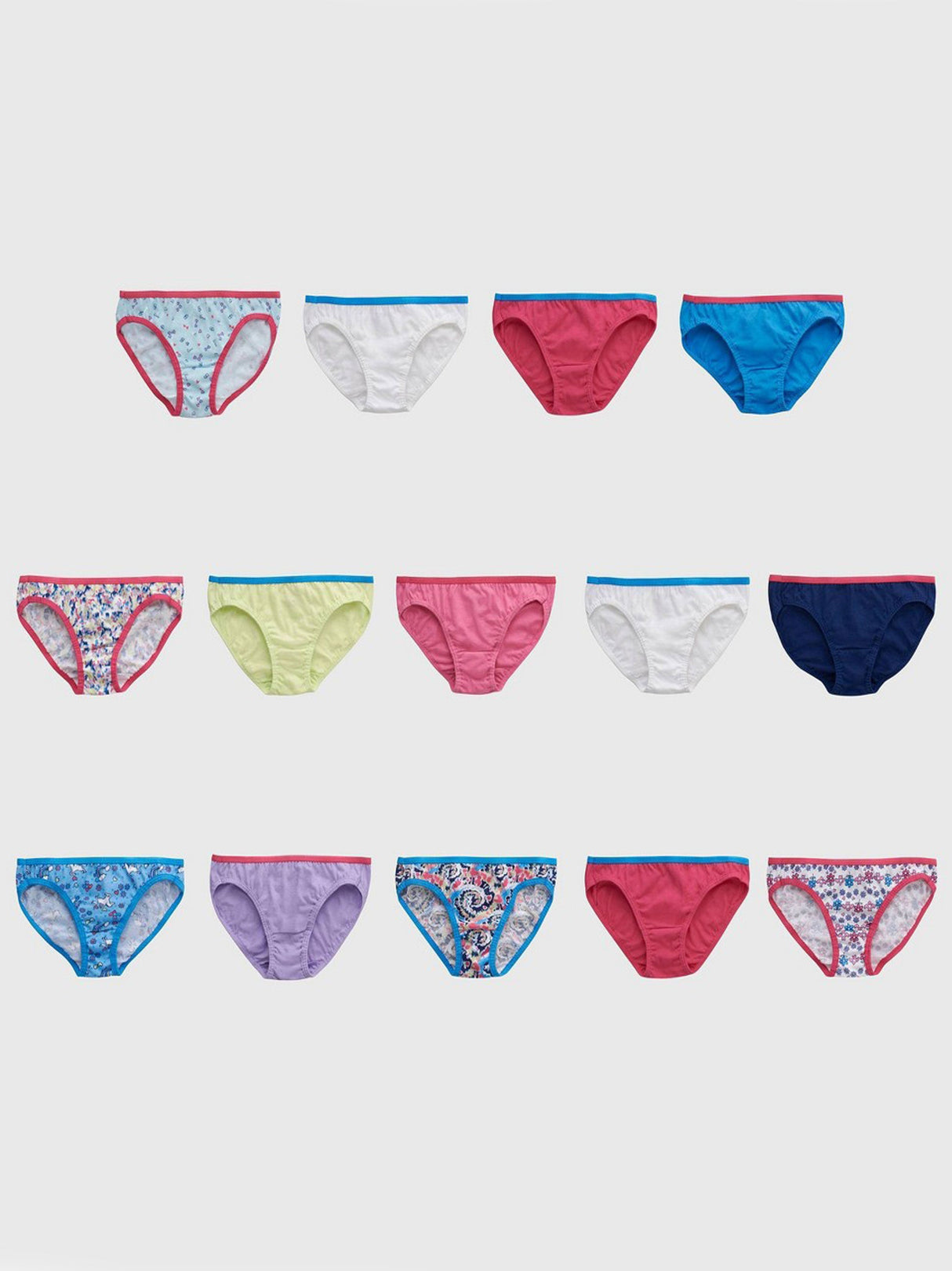 Kids Girl's 14 Pcs Printed Underwear Bikini Set,Multi