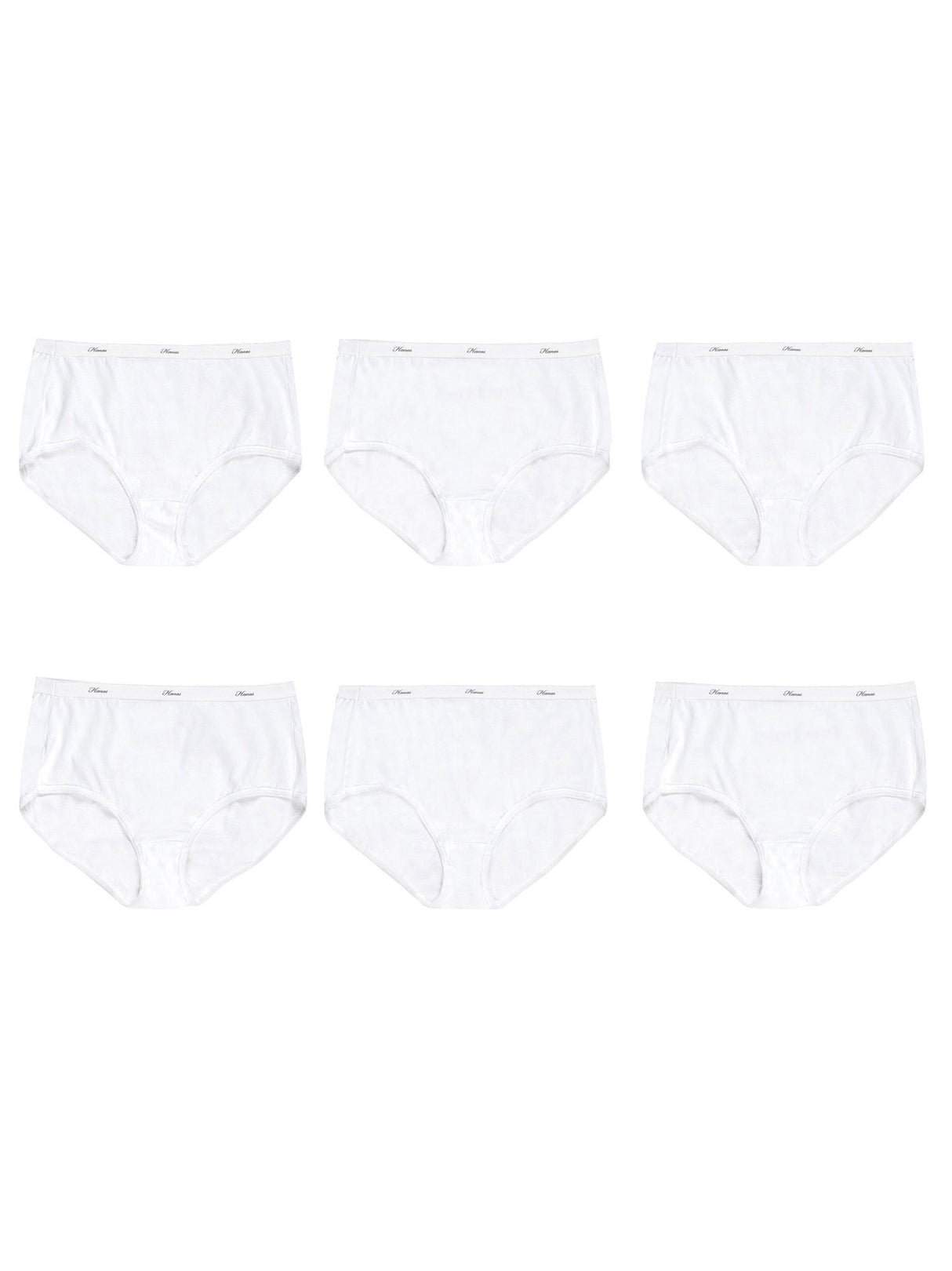 Women's 6 Pcs Plain Briefs Set,White