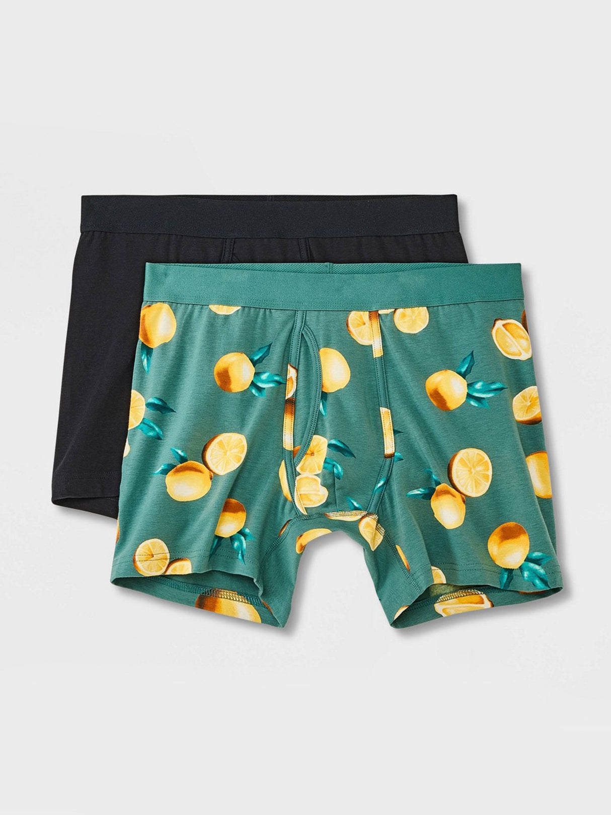 Men's 2 Pcs Boxers Set,Black/Green